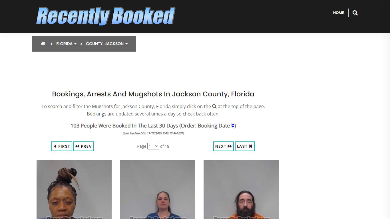 Bookings, Arrests and Mugshots in Jackson County, Florida - Recently Booked